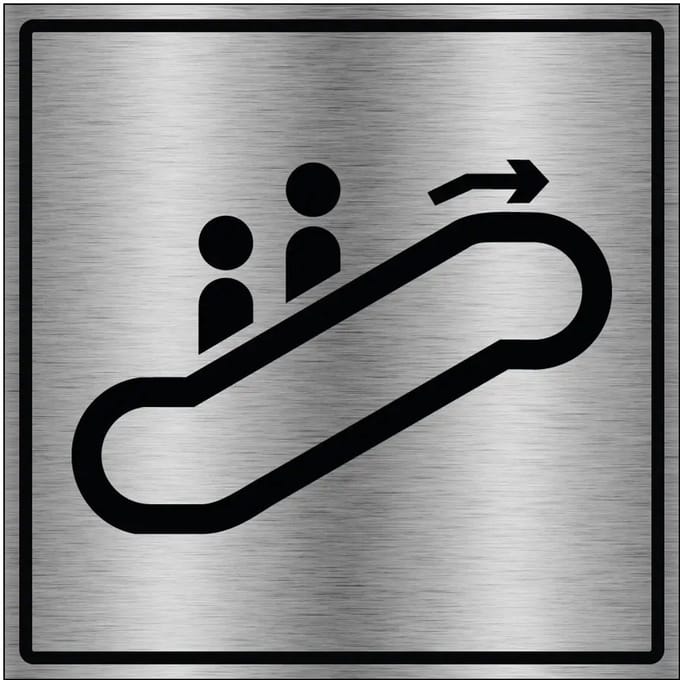 Roltrap omhoog bord - gecoat brushed aluminium | 30 x 30 cm