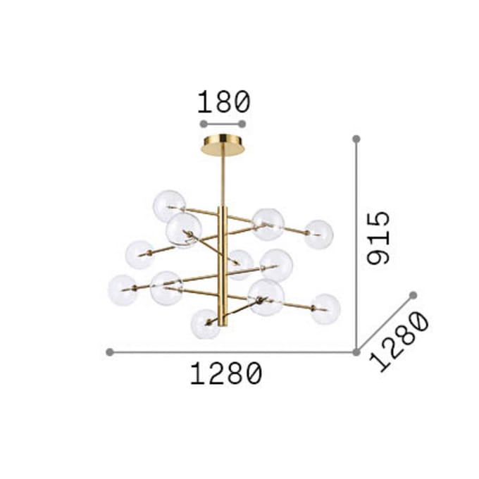 IDEAL LUX hanglamp Equinoxe, chroom/rookgrijs, 12-lamps