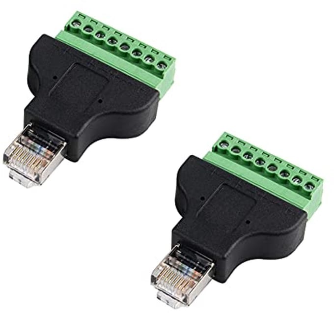 8-pins Ethernet adapter stekker voor LAN-netwerken - RJ45 naar terminalblok