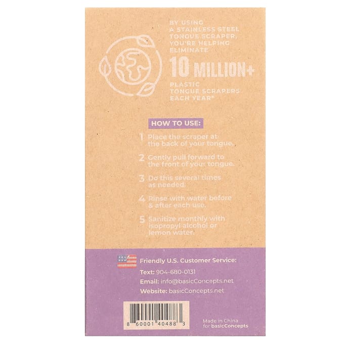 basicConcepts, gratte-langue en acier inoxydable, étui de voyage inclus, 2 pièces beige