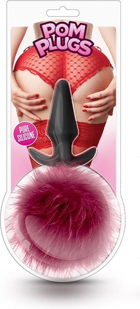 Blush - Pom plug anaalplug met konijnenstaartje - Rood