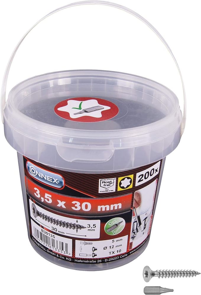Zelf tappende Universele Schroeven TX RVS Emmer 3,5x30 Stuks
