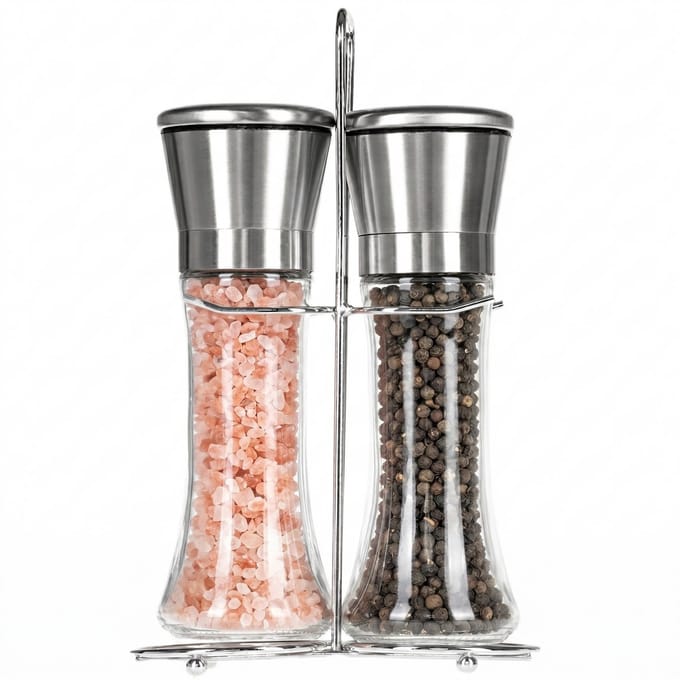 YUGN Peper en Zoutmolen Set - RVS - Instelbare Maalgraad - Hervulbaar - 20 cm