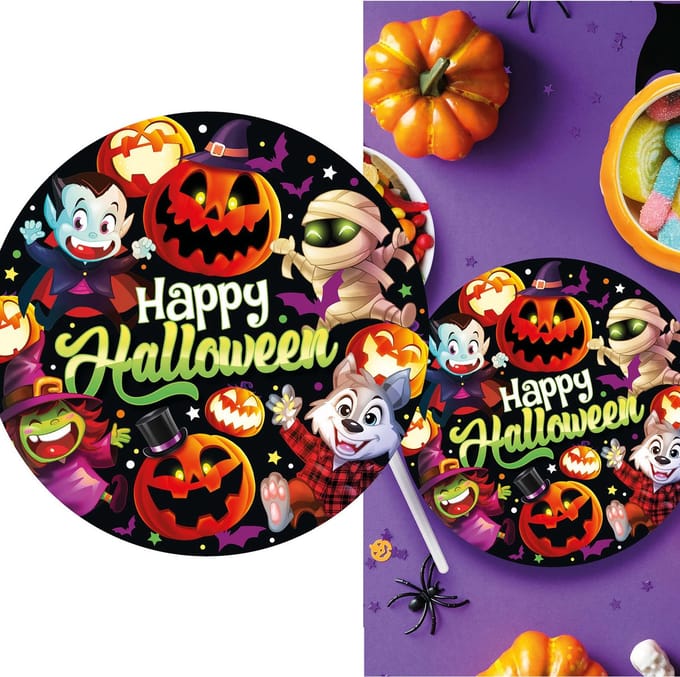 Fiestas Guirca - Borden (papier) - little monsters - 6 stuks - 23 cm