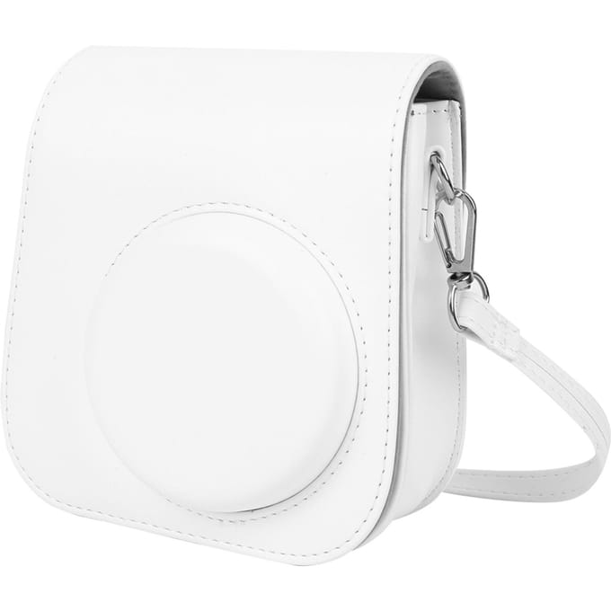 Étui en cuir PU avec bandoulière pour appareil photo Fujifilm Instax Mini 11Blanc blanc