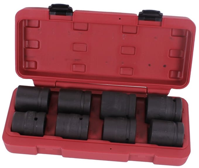 krachtdoppenset - 8-delig - 1 inch aansluiting - 24 tot 38 mm - doppenset - slagdoppen - seneca
