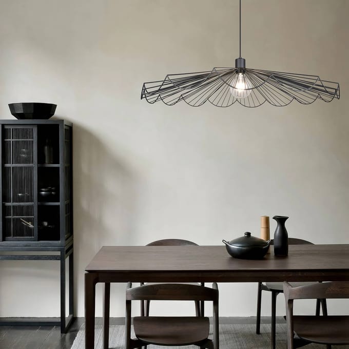 Reality Leuchten Hanglamp Margarita, Ø 80 cm, zwart, E27, metaal