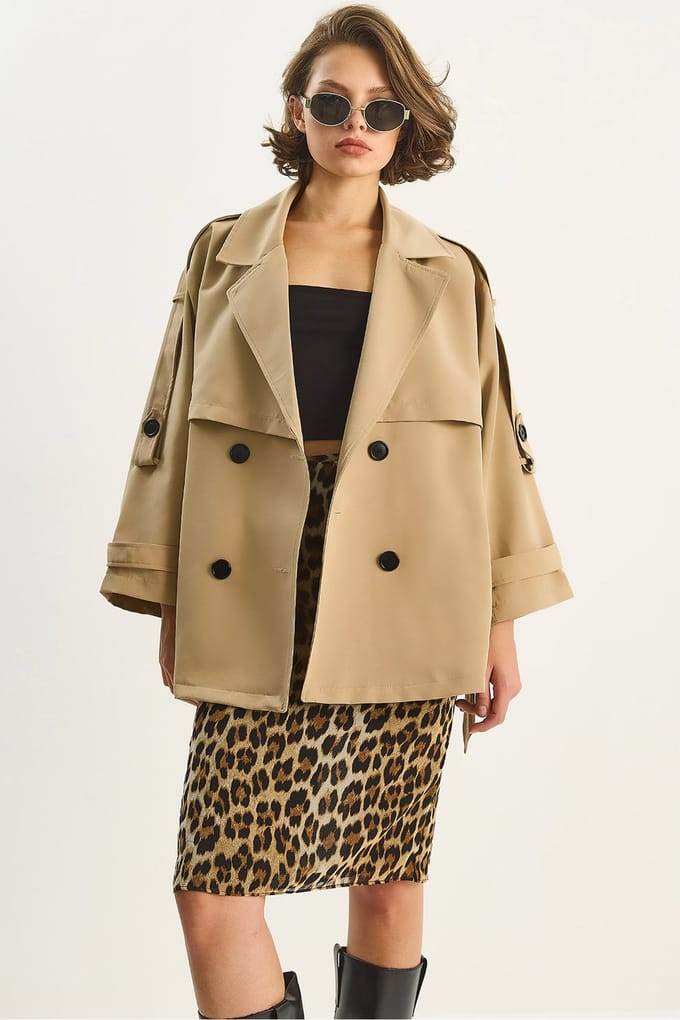 Knopen Midi Trenchcoat
