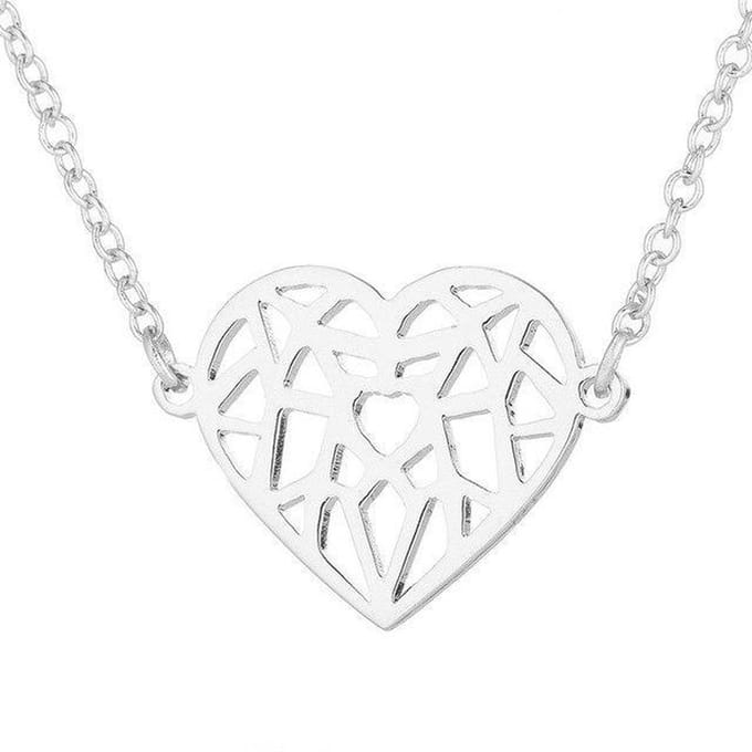 24/7 Jewelry Collection Hart Ketting - Zilverkleurig