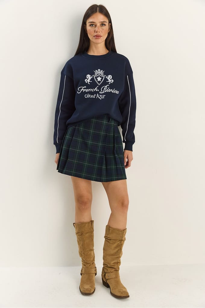 Ronde Hals Geborduurd Sweatshirt