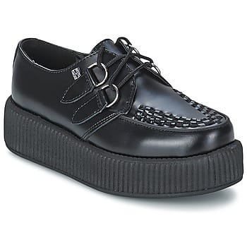 TUK Viva High Creeper Zwarte Leren Platform Veterschoenen Goth - AV6802