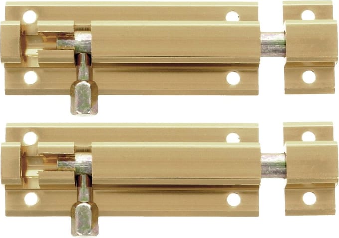 AMIG schuifslot - 2x - aluminium - 8 cm - goudkleur - deur - schutting - raam