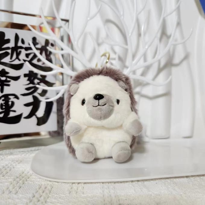 Adorable Porte-clés Hérisson Peluche Petit Hérisson Pendentif Mini Hérisson Doux Mignon Hérisson Porte-clés Pendentif Sac blanc