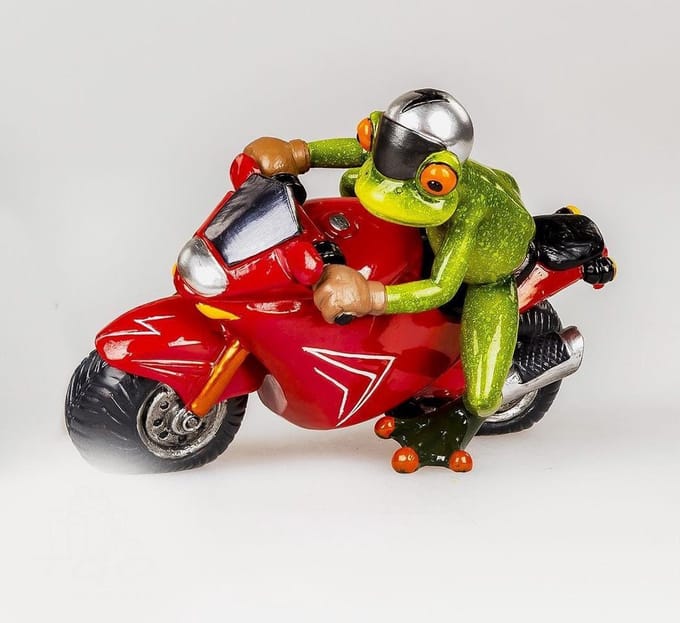 Kikker op motor beeldje moto liefhebber geschenk
