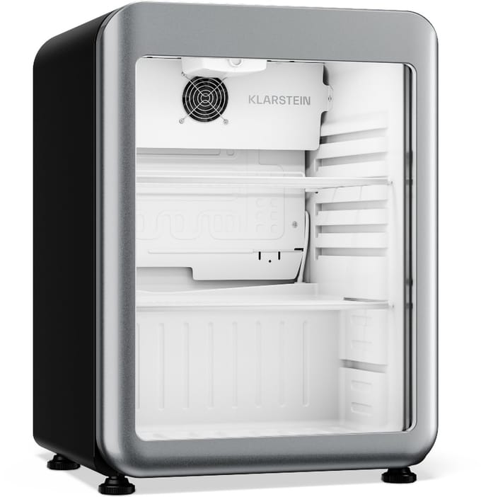 Klarstein Audrey Evo drankenkoelkast 65 L – Drankenkoeling met glazen deur, ledverlichting, regelbare temperatuur 0-10 °C, 2 schappen, stille werking