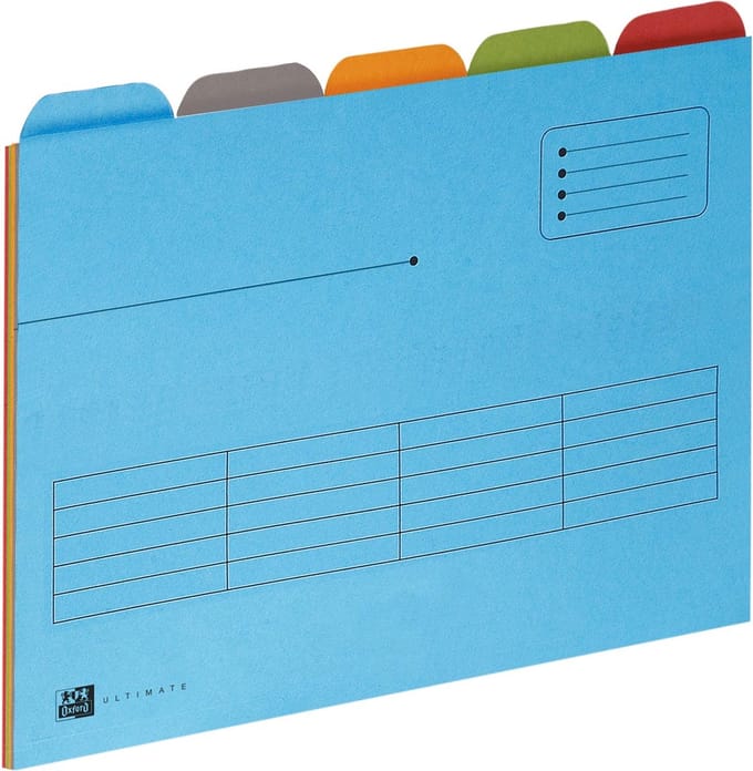Oxford Ultimate dossiermap ft A4, uit karton, 5 tabs, assorti 5 stuks