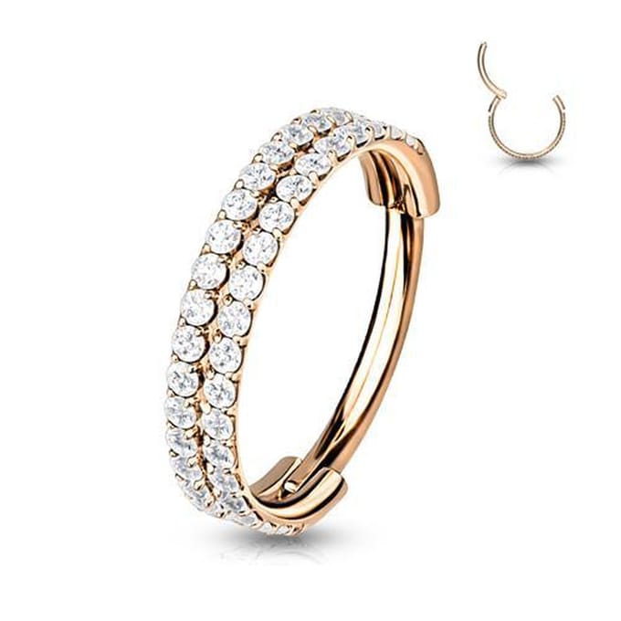 Piercing PVD high quality double CNC lined 1.2x10 - rose goud - LMPiercings