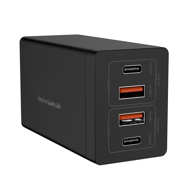 USB-laadstation GAN 65W 4-poorts laadhub snellader QC4.0 QC PD3.0 PD Type-C USB-wand US Plug