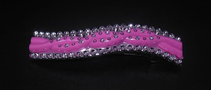 Patentspeld roze gebogen met strass punten