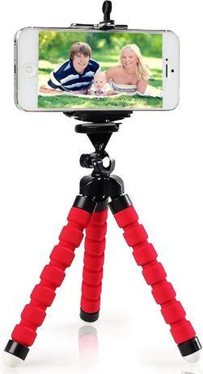 Statief - Selfiestandaard - Telefoonstatief - Tripod - Rood - 3 poten - Universeel
