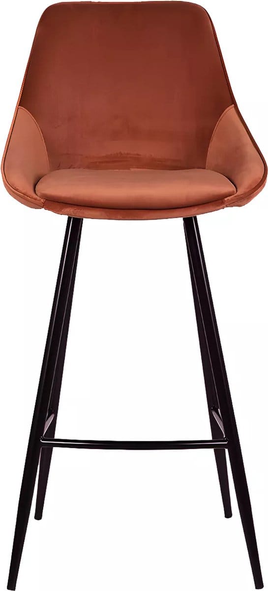 Vente-unique Set van 2 barkrukken - Fluweel - Terracotta - MASURIE