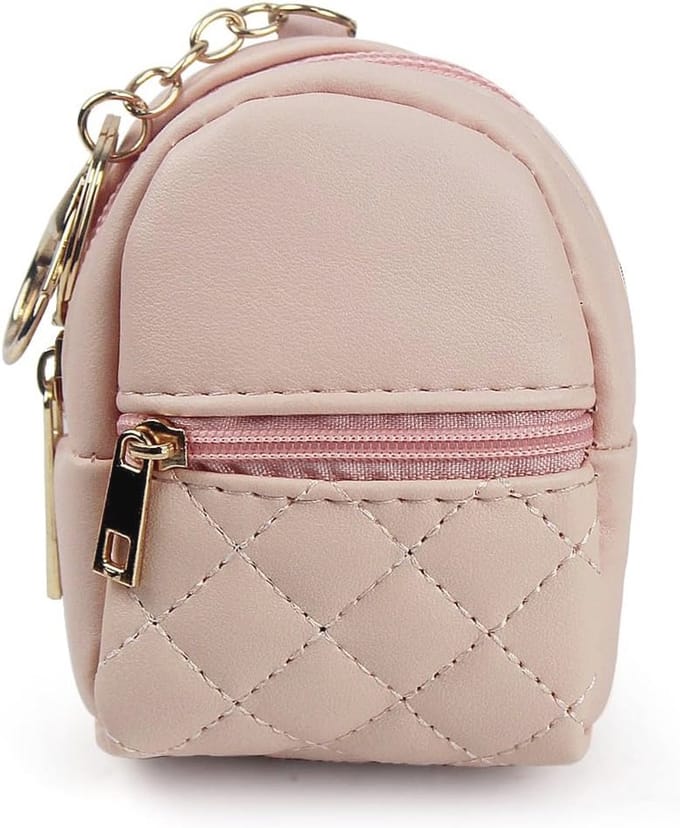 Mini Lippenstift Tas | Kleine Rugzak Sleutelhanger | PU-leer - Roze