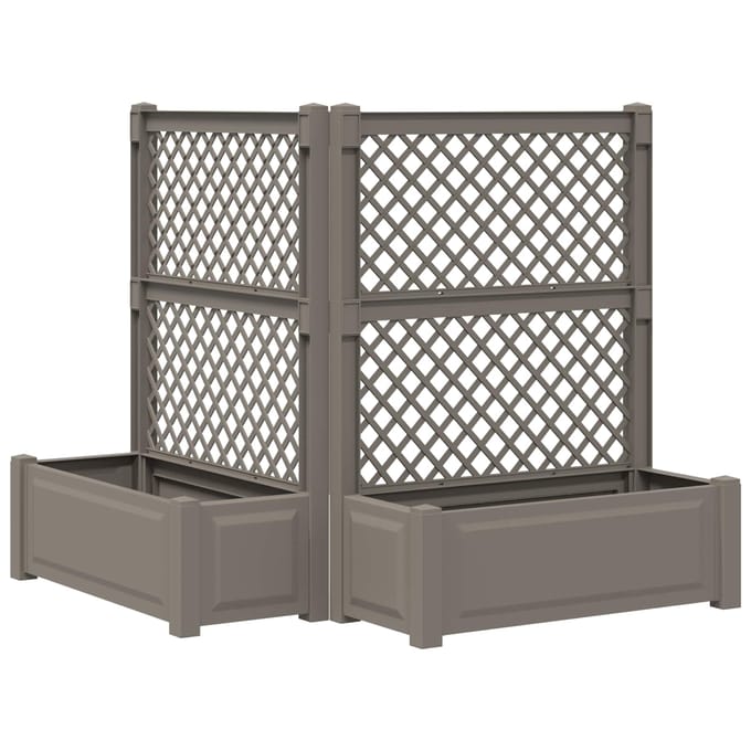 vidaXL - Grote - plantenbak - met - trellis - 2 - st - PP - Grijs