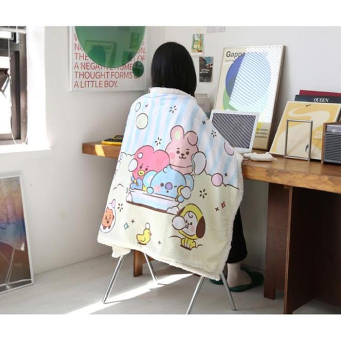 Line Friends BT21 fleecedeken (2 opties) FLOWER BLANKET beige