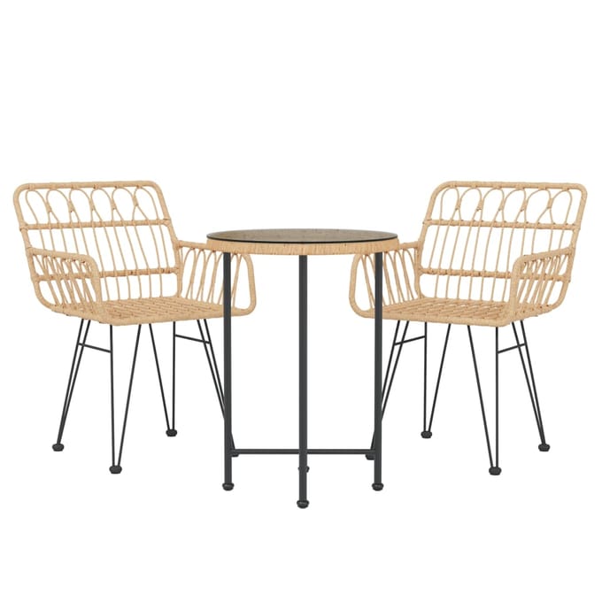 vidaXL - 3-delige - Tuinset - poly - rattan