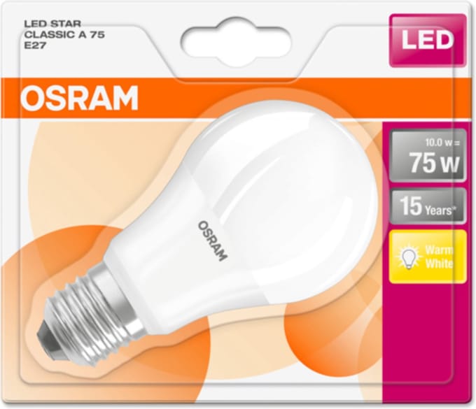 OSRAM 4052899282988 LED-lamp Energielabel A+ (A++ - E) E27 Peer 9 W = 75 W Warmwit (Ø x l) 57 mm x 110 mm 1 stuk(s)