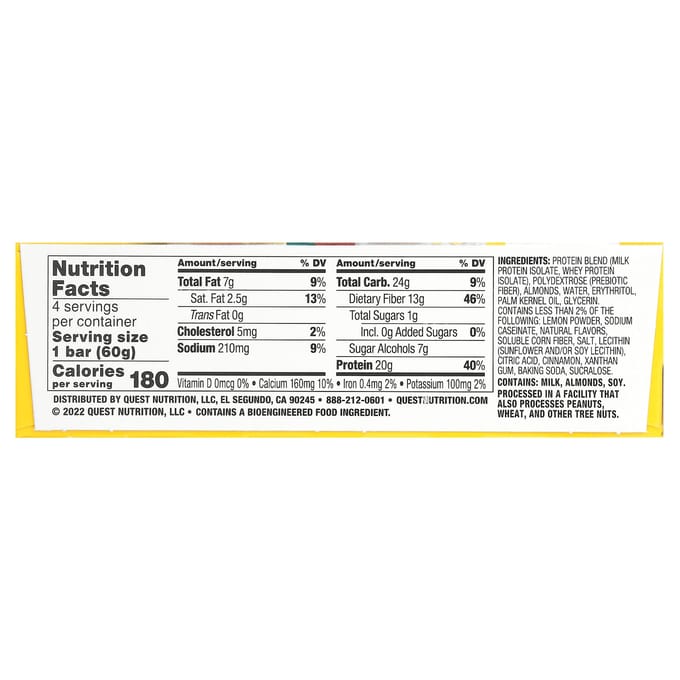 Quest Nutrition, Eiwitreep, Citroencake, 4 repen, 60 g (2.12 oz) Elk