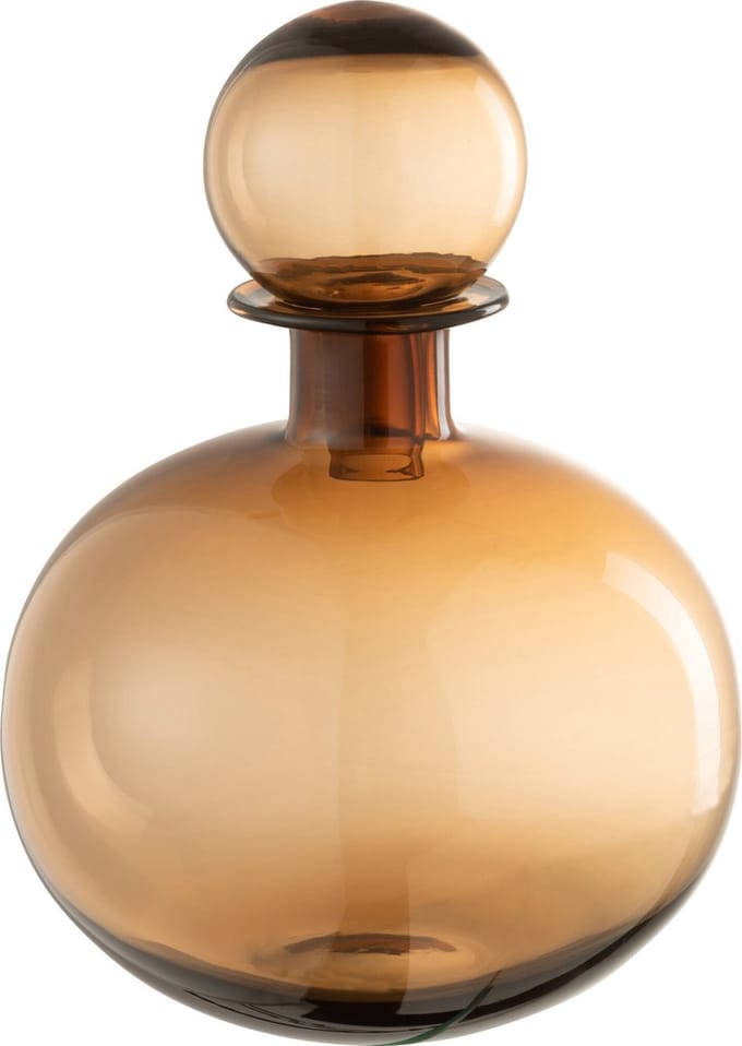 J-Line decoratie Fles + Stop Effen Rond - glas - bruin