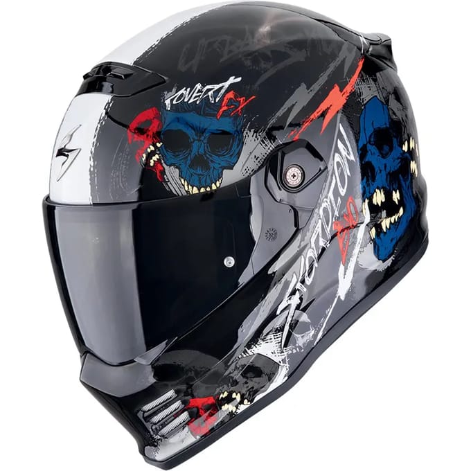 Scorpion Covert FX Skullz Zwart Grijs Rood Integraalhelm - Helm