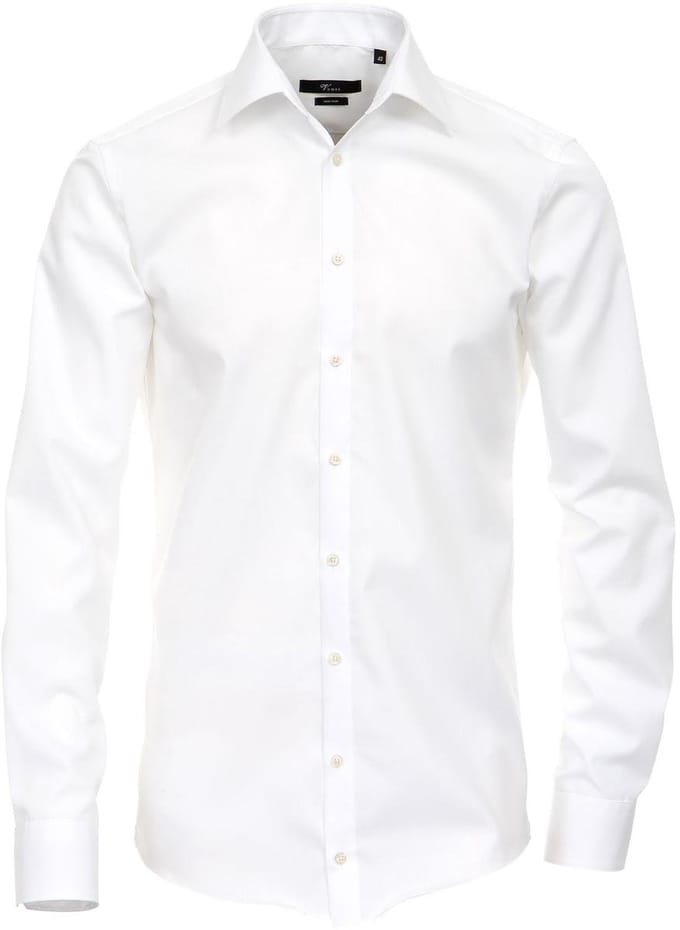 VENTI modern fit overhemd - mouwlengte 7 - wit - Strijkvrij - Boordmaat: 44
