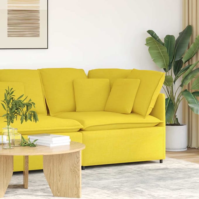 vidaXL Modulaire hoekmodule bank met kussens 100 cm lichtgeel