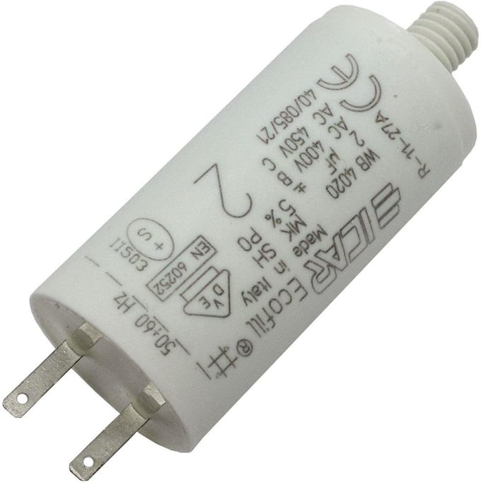 Motorcondensator - Startcondensator - Motoronderhoud - Radiaal ontwerp - 2µF 450V - Zwart