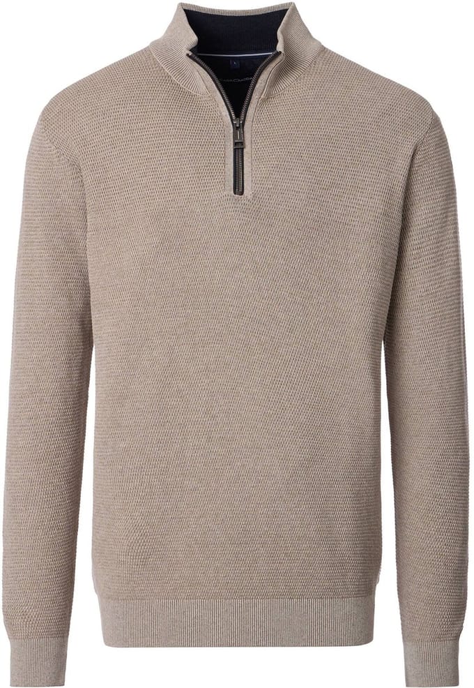 Casa Moda Halfzip Trui Structure Beige - Maat 5XL - Heren - Schipperstrui