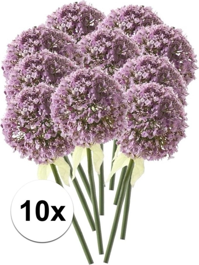 Kunstbloem Sierui / Allium - 10x - lila paars - steel van 70 cm