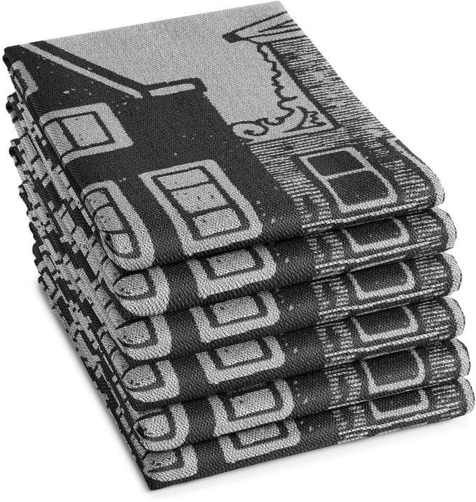 DDDDD - 6x Theedoek - Baxter - 60x65 cm - Zwart - Set van 6 stuks