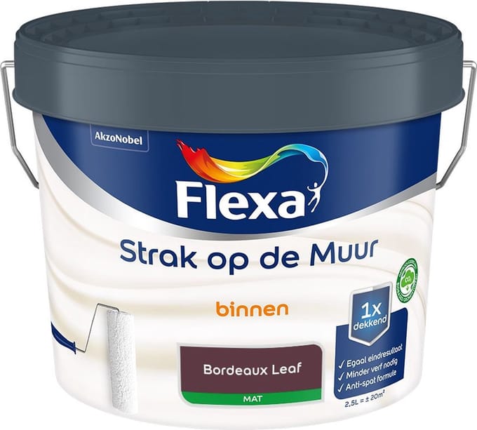 Flexa - Strak Op De Muur Binnen Mat - Bordeaux Leaf - Mengverf - 2,5 L