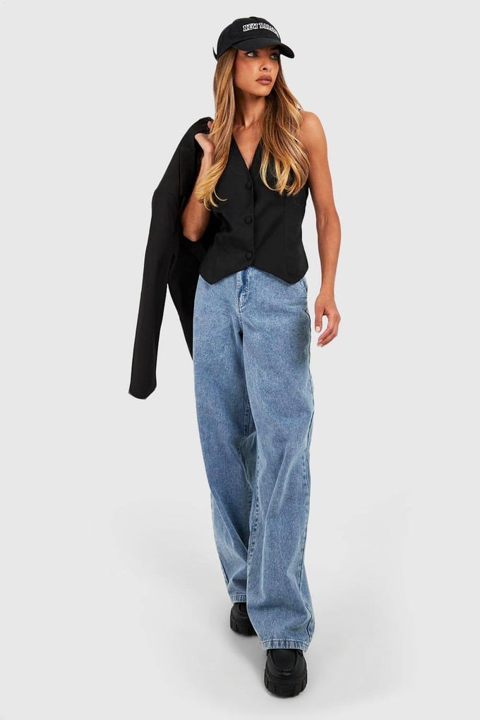 boohoo Dames Tailored Woven Waistcoat | Black | Maat: 10