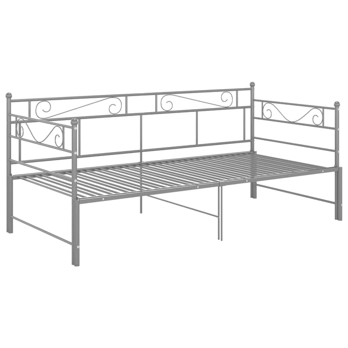 vidaXL - Slaapbank - uittrekbaar - metaal - grijs - 90x200 - cm