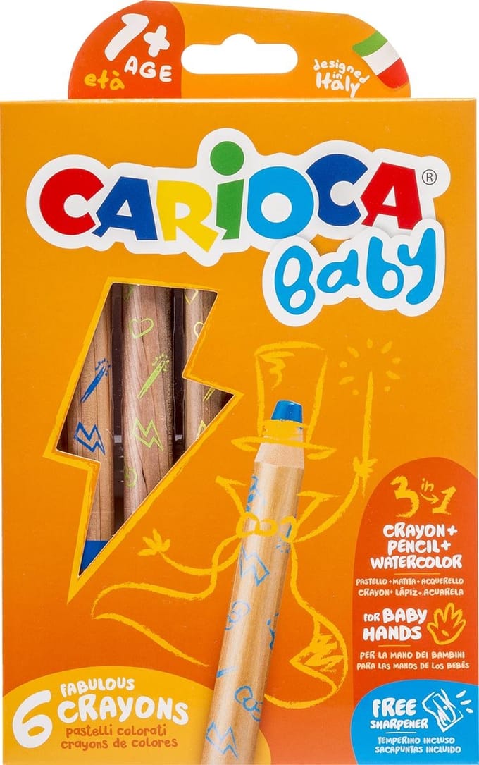 CARIOCA BABY 1+ 3in 1 JUMBO KLEURWASKRIJTJES/6