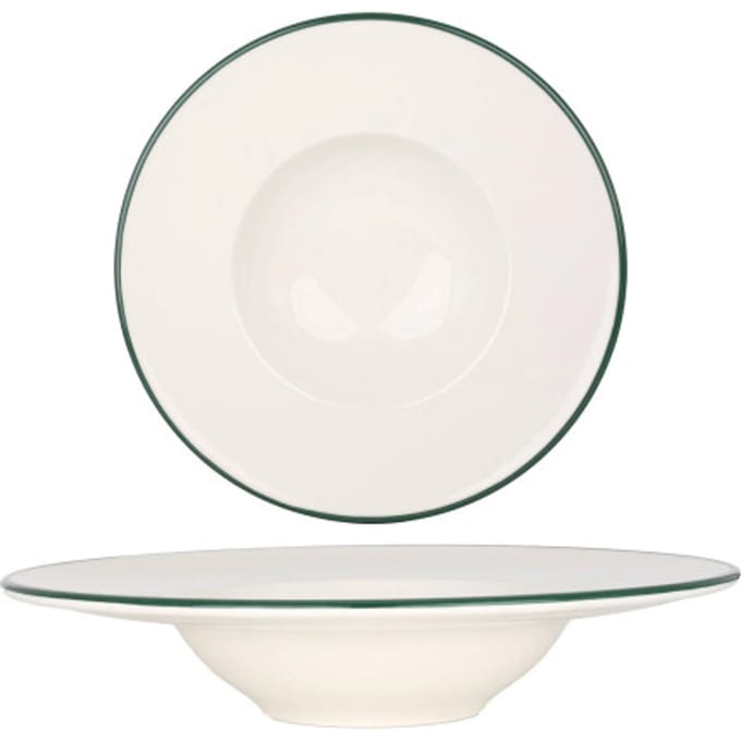 Rinart Pastabord - Green Edge - Porselein - 28 cm (400cc) - set van 2