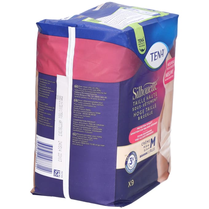 Tena Silhouette Plus Creme - Hoge taille Medium - 1 pak van 9 stuks