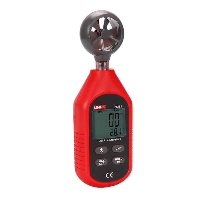 UNI-T UT363 Handheld Mini Digitale Anemometer Windsnelheidsmeting Temperatuurtester LCD-scherm rood zwarte kleur