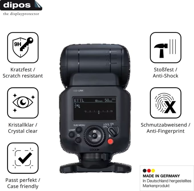 dipos – 2x Pantserfolie geschikt voor Canon Speedlite EL-5 | 9H Screenprotector