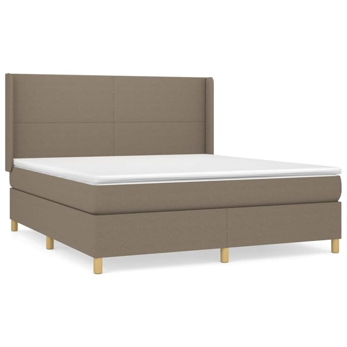 vidaXL - Boxspring - met - matras - stof - taupe - 160x200 - cm