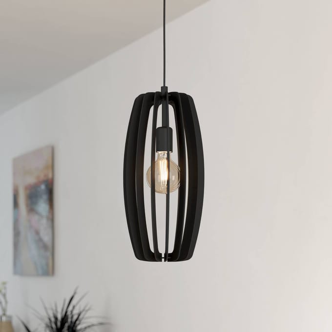 EGLO Bajazzara Hanglamp - E27 - Staal|Hout - Zwart