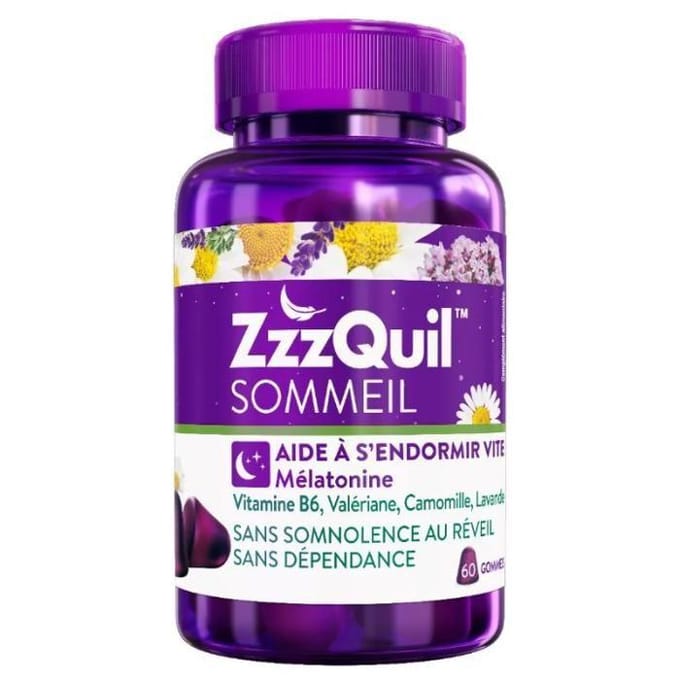 ZzzQuil Sommeil 60 kauwgom, voedingssupplement helpt snel in te slapen melatonine